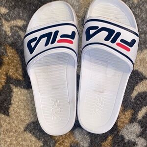Fila White Slide Sandals